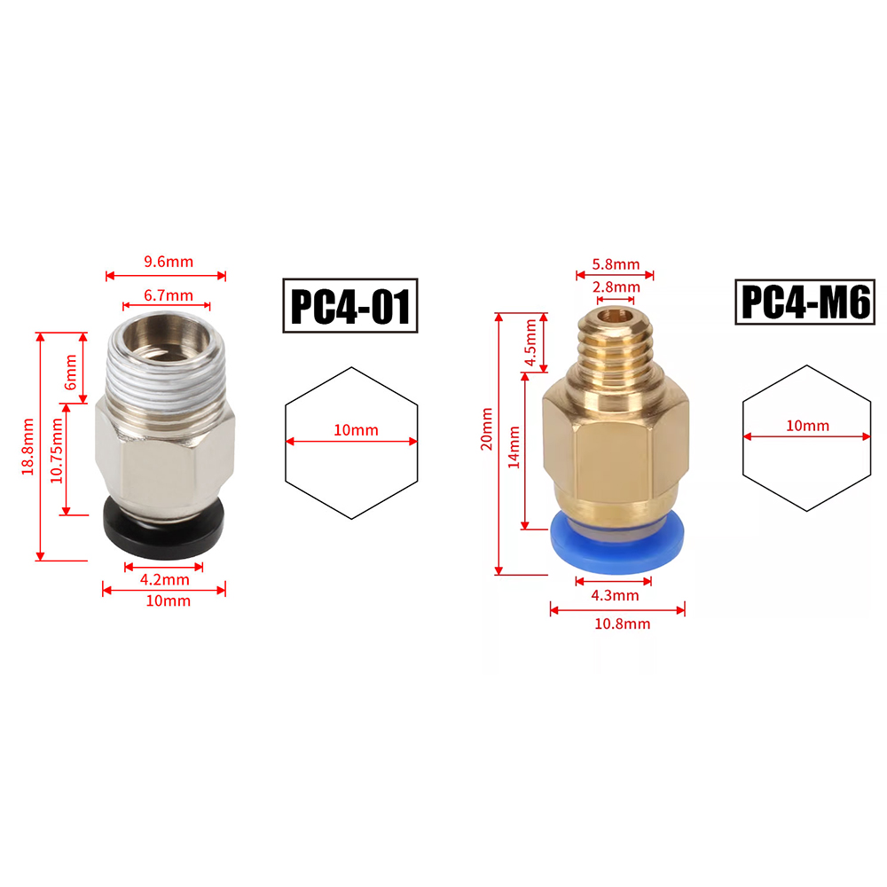 Ptfe Tape Thread - 10 Buah/Lot Konektor Pneumatik PC4-M10 untuk